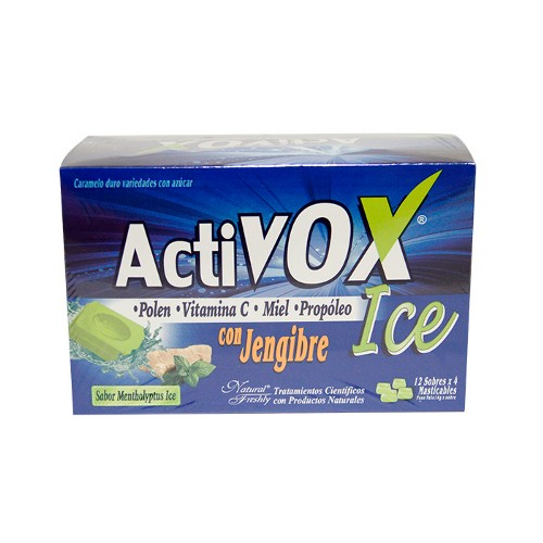 ACTIVOX ICE JENGIBRE-MENTHOLYPTUS MASTICABLE X 12 SOBRES * NATURAL FRESHLY