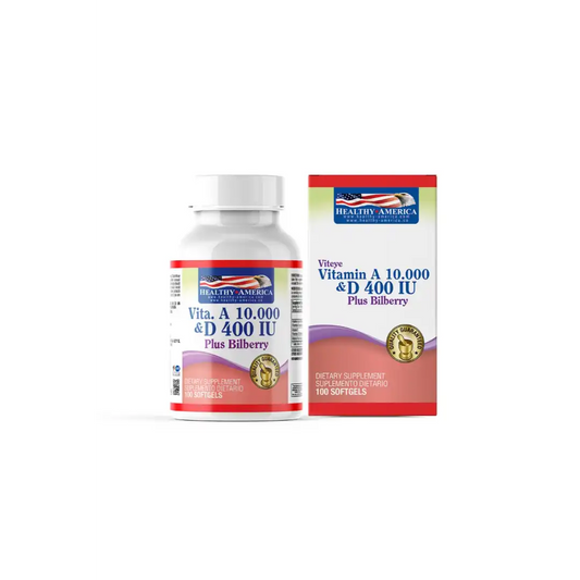 VITAMINA A 10000+ VITAMINA D 400 IU 100 SOFTGELS * HEALTHY AMERICA