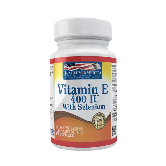VITAMINA E 400 UI x 100 SOFTGELS + SELENIUM * HEALTHY AMERICA.