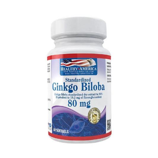 GINKGO BILOBA 80 MG X 60 SOFTGELS * HEALTHY AMERICA
