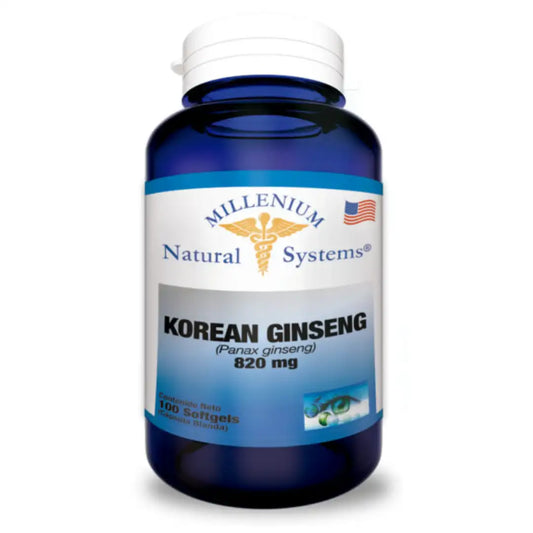 KOREAN GINSENG 820 MG X 100 SOFGELS * MILLENIUM NATURAL SYSTEMS