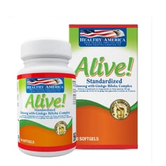 ALIVE(GINSENG CON GINKGO BILOBA) X 60 SOFT * HEALTHY AMERICA