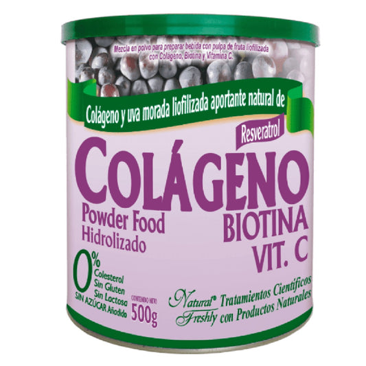 COLAGENO HIDROLIZADO CON RESVERATROL  POLVO PIÑA Y UVA X 500 GR * NATURAL FRESHLY