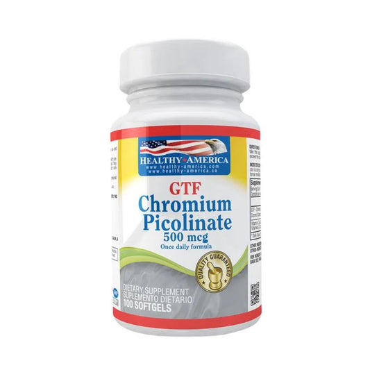 GTF CHROMIUM PICOLINATE (CROMO PICOLINATO) 500MG X 100 SG * HEALTHY AMERICA