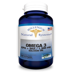 OMEGA 3 EPA + DHA SALMON OIL 1300 MG x 100 SOFTGELS * MILLENIUM NATURAL SYSTEMS