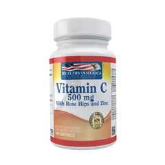 VITAMINA C CON ROSE HIPS CON ZINC 500 MG X 100 SOFTGELS * HEALTHY AMERICA