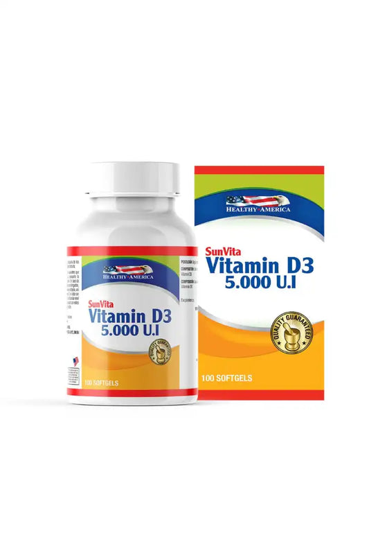 VITAMINA D3 5000 IU 100 SOFTGEL * HEALTHY AMERICA