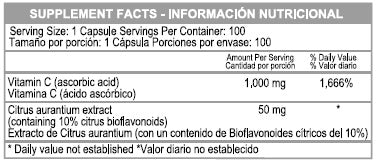 VITAMINA C 1000 MG PLUS BIOFLAVONOIDES X 100 CAPS * HEALTHY AMERICA